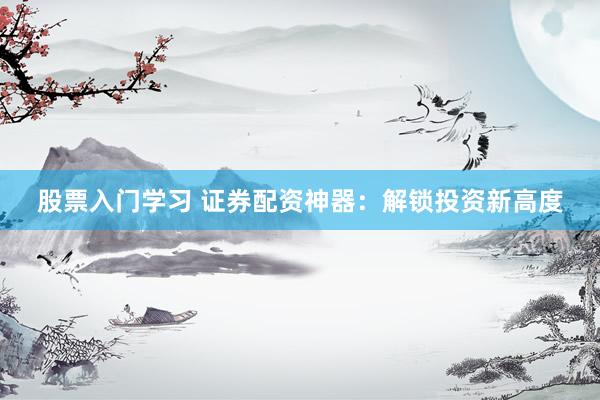 股票入门学习 证券配资神器：解锁投资新高度