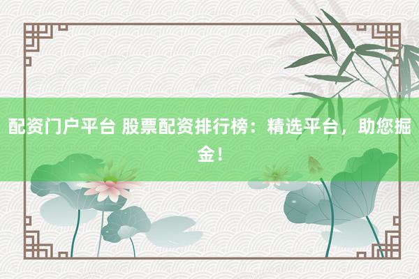 配资门户平台 股票配资排行榜：精选平台，助您掘金！
